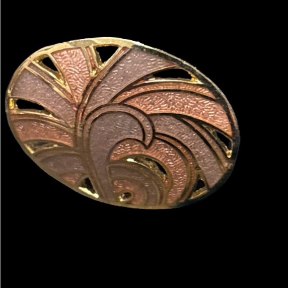 Vintage Cloisonne Enamel Art Deco Inspired Oval Earrings - Picture 6 of 7